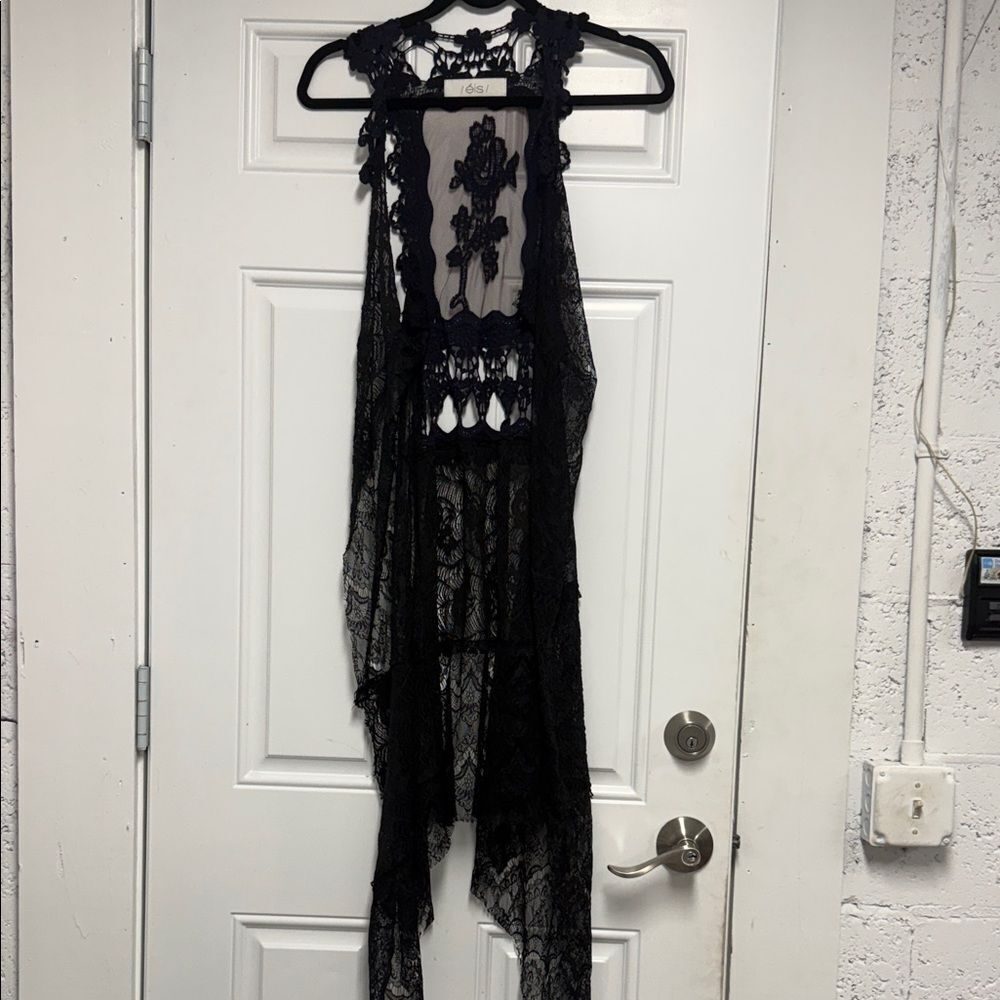 Lace Sleeveless Duster Navy and Black BRAND NEW EIS Los Angeles One Size